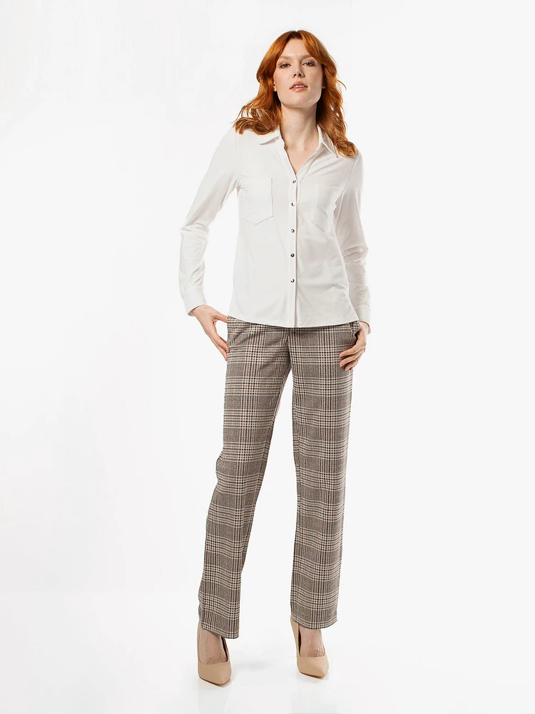 Long-sleeve semi-fitted blouse with buttons