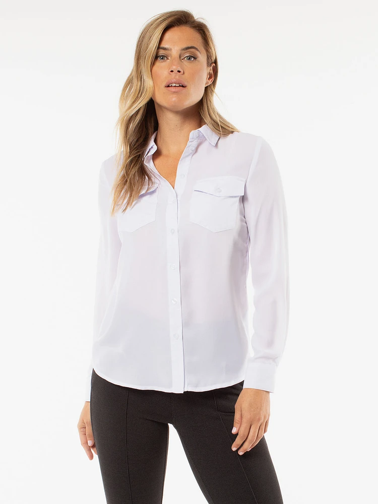 Blouse semi-ajustée à manches longues avec boutons