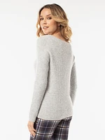 Long-sleeve ftted knit pullover sweater