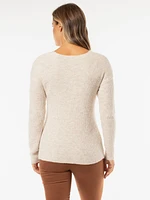 Long-sleeve ftted knit pullover sweater