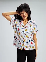 Blouse semi-ajustée à manches courtes avec boutons