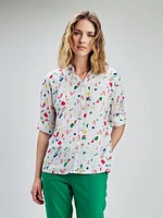 Blouse semi-ajustée à manches courtes avec boutons