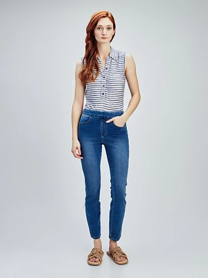 High waist skinny pull-on jean