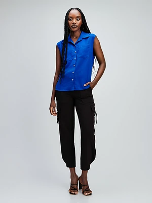 Blouse sans manches ample avec boutons