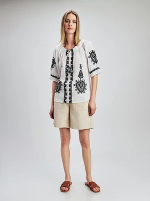 Blouse ample à manches 3/4