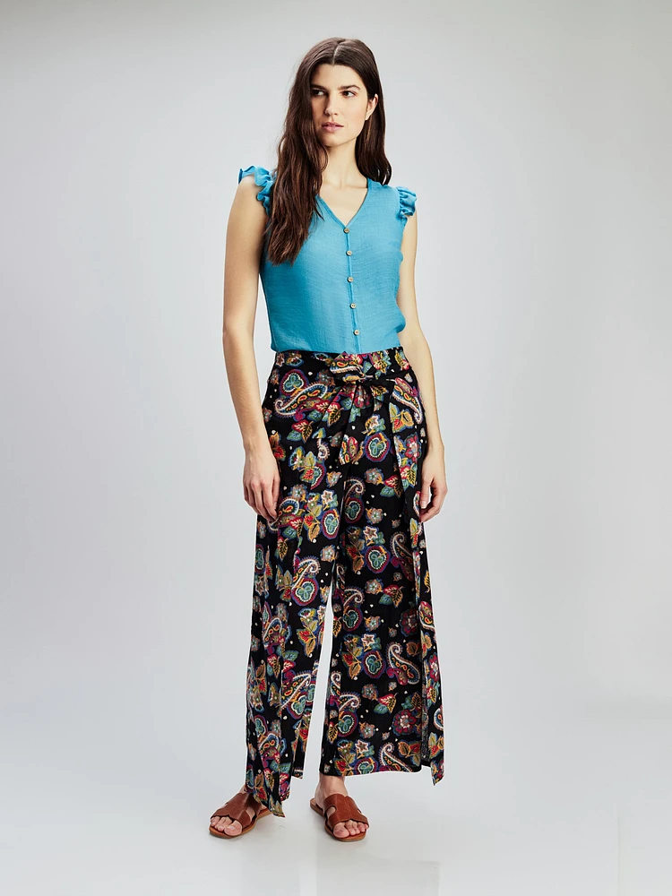 Pantalon large décontracté à enfiler