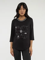 T-shirt semi-ajusté à manches 3/4