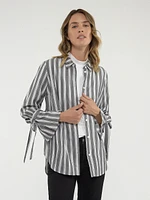 Striped overshirt with three-quarter sleeves