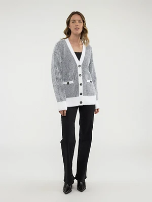 Long-sleeve loose knit cardigan