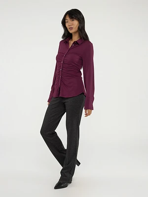 Blouse semi-ajustée à manches longues avec boutons