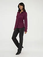 Blouse semi-ajustée à manches longues avec boutons