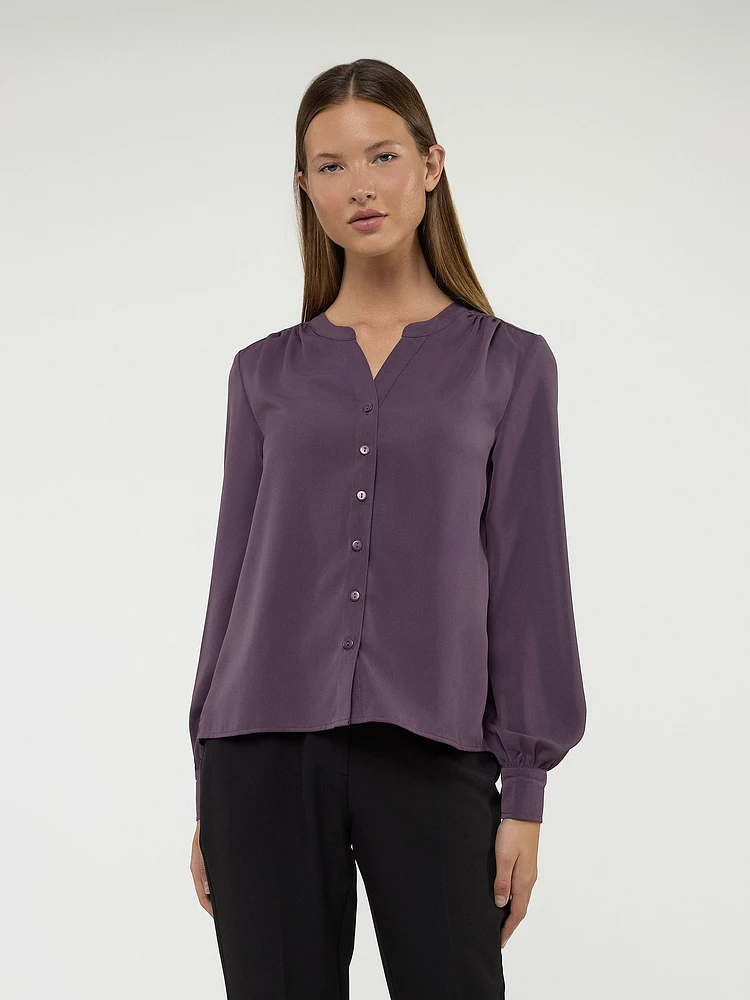 Blouse semi-ajustée à manches longues avec boutons