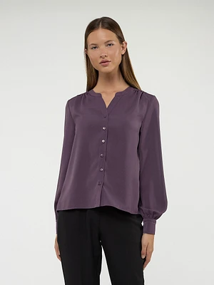 Blouse semi-ajustée à manches longues avec boutons