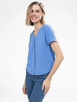Blouse ample à manches courtes avec boutons