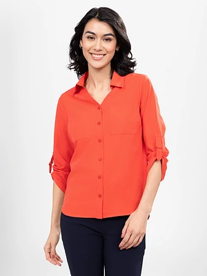 Blouse ample à manches longues avec boutons