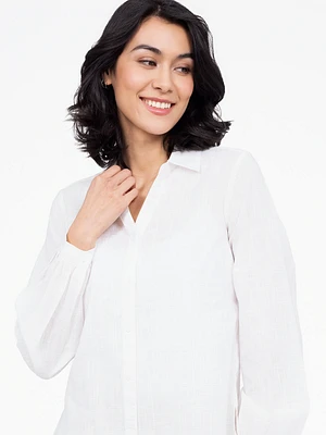 Blouse semi-ajustée à manches longues avec boutons