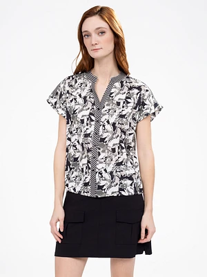 Blouse sans manches semi-ajustée avec boutons