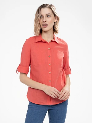 Blouse ample à manches longues avec boutons