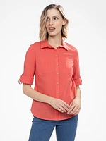 Blouse ample à manches longues avec boutons