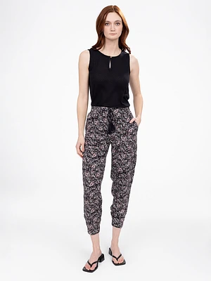 High waist flared pull-on ankle pant