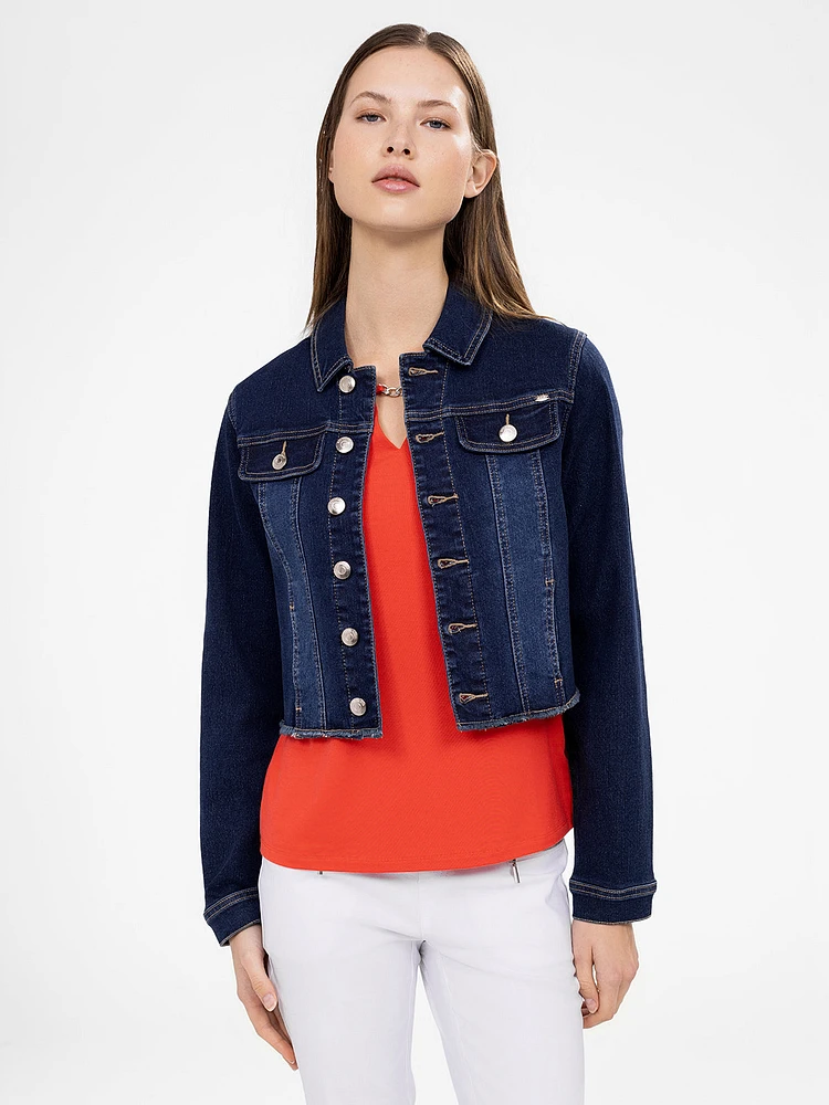 Veste en denim semi-ajustée à manches longues