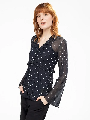 Blouse semi-ajustée à manches longues avec boutons