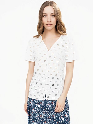 Blouse semi-ajustée à manches courtes avec boutons