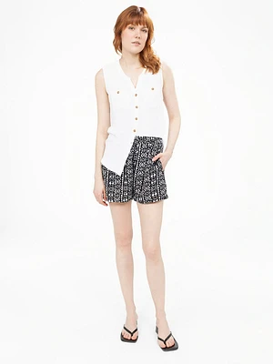 Blouse sans manches semi-ajustée avec boutons