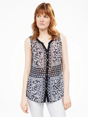 Blouse sans manches semi-ajustée avec boutons