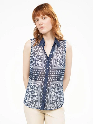 Blouse sans manches semi-ajustée avec boutons
