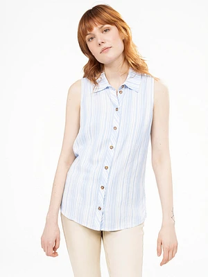 Blouse sans manches semi-ajustée avec boutons