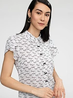 Blouse semi-ajustée à manches courtes avec boutons