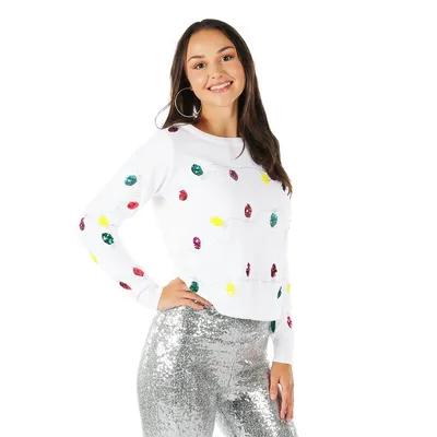 Online Exclusive Tipsy Elves Sequin Lights Ugly Christmas Sweater (Women's