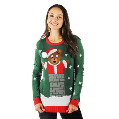 Online Exclusive Tipsy Elves Beary Stuck Christmas Sweater (Women's Size