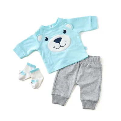 Blue Bear Baby Outfit With Socks
