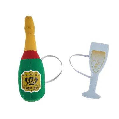 Build-A-Bear Bubbly Plush Champagne and Glass Set