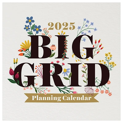 Big Grid Floral Wall 2025 Calendar