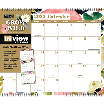 Grow Wild Tri View Wall 2025 Calendar