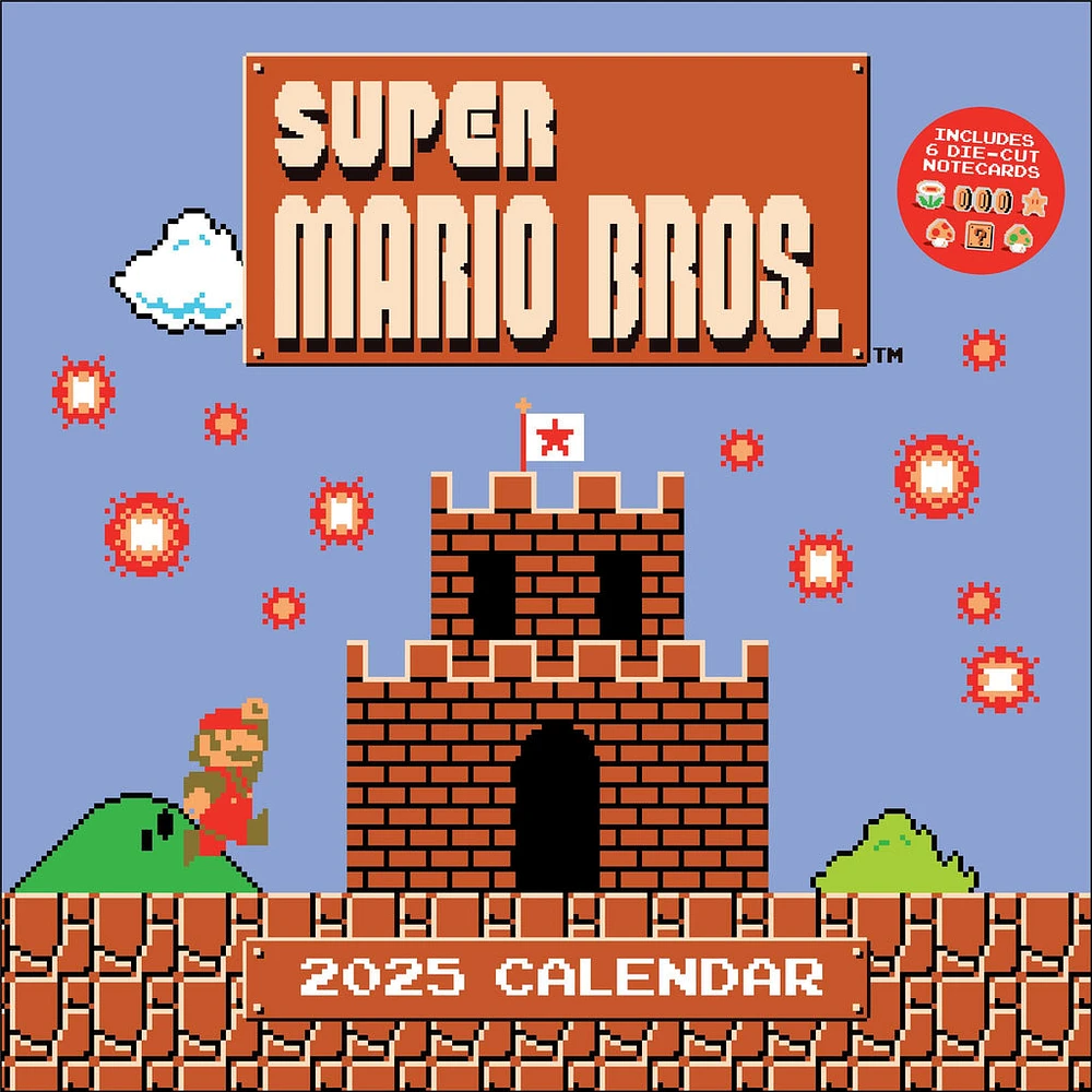 Super Mario Bros 8 Bit Retro Wall 2025 Calendar