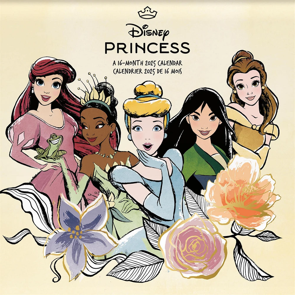 Disney Princess Bilingual Wall 2025 Calendar