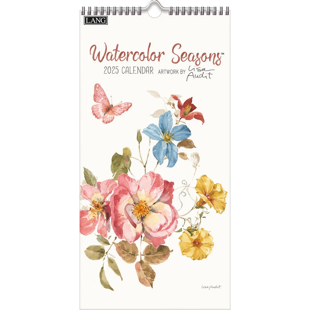 Watercolor Seasons Slim 2025 Calendar