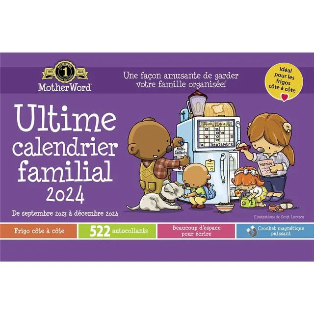 628942317637 Memo Frigo 2024 Oversized Wall Calendar (French) More Time  Moms Publishing Inc. - Calendar Club