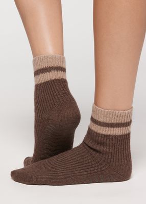 Chaussettes antidérapantes unisexes avec cachemire et laine