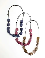 Prism Wood Necklace in Dark Navy