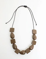 Prism Wood Necklace in Dark Olive