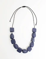 Prism Wood Necklace in Dark Navy