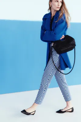 Pantalon gabin à motifs graphiques bleu marine femme