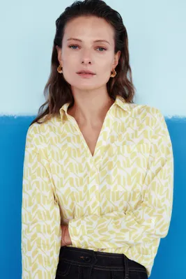 Chemise Florentine à motifs jaune or femme