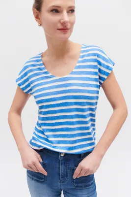 t-shirt murina 100% lin bleu electrique femme
