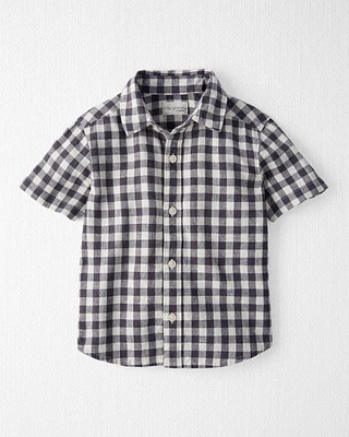 Toddler Gingham Button-Front Shirt Made With Linen